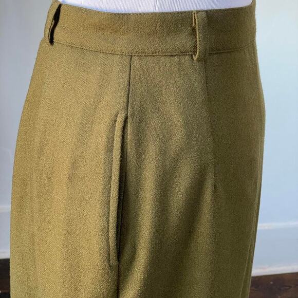 Vintage Moss Olive Green Wool Pencil Skirt - Picture 3 of 6